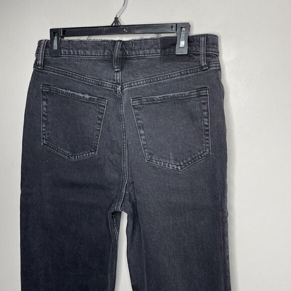 ABERCROMBIE & FITCH Womens Dad High-Rise Jeans NEW Black Destroy Button-Fly 29 - Picture 6 of 11